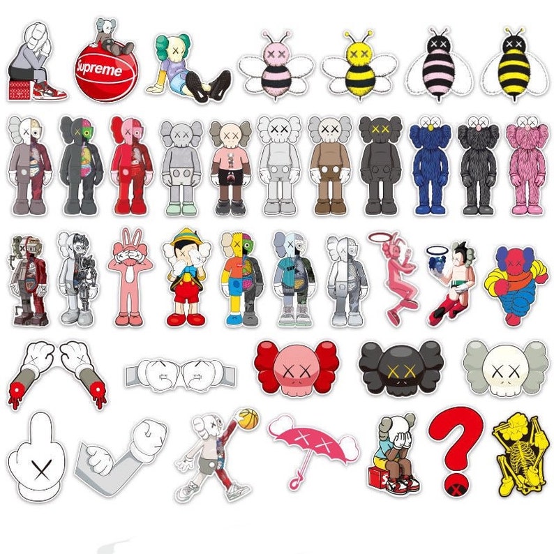 Kaws sticker whole pack 66pc.waterproof skateboard laptop Etsy