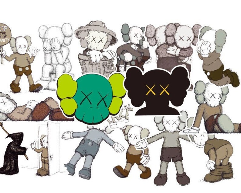 Kaws stickers 15pc pack.grey kaws stickers.laptop Etsy