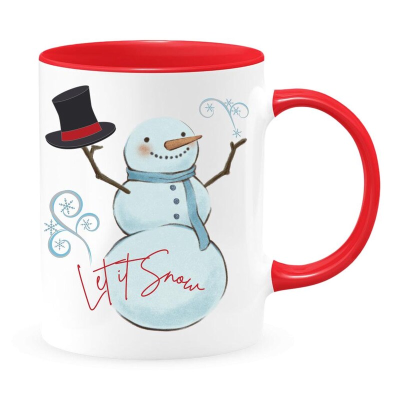 Let It Snow Snowman Tipping Hat Kids Mug 11oz & 15 Ounce Etsy
