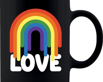 Love Rainbow Pride Coffee Mug -  Gay Pride, Rainbow Coffee 11oz - Premium Quality Perfect Novelty Gift for Mom, Dad, Girlfriend, Boyfriend,