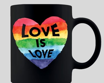 Love is Love Rainbow Lips Pride Coffee Mug -  Gay Pride, Rainbow Coffee 11oz -