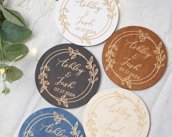 Cadeaux de mariage pour invités, dessous de verre en bois personnalisés, cadeaux pour invités en vrac, cadeaux de mariage rustiques, dessous de verre de cadeau de mariage personnalisés