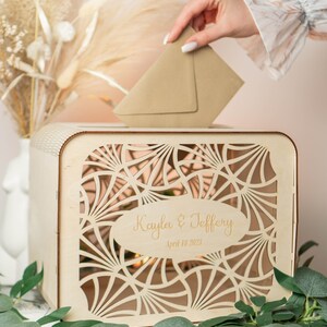Scatola per biglietti di nozze con fessura, scatola per biglietti di auguri in legno, scatola per buste da matrimonio personalizzata, decorazioni per matrimoni boho, scatola per biglietti di auguri per matrimoni