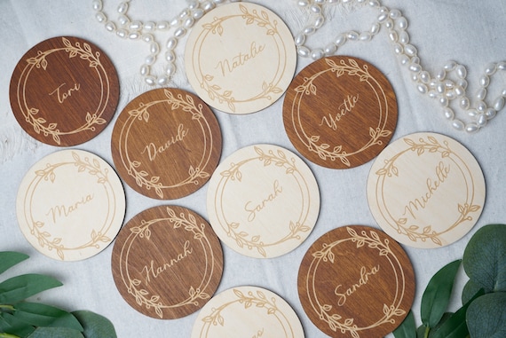 Custom wedding coasters with guest names, Wooden coaster favor in bulk, Rustic wedding favors, Personalized coasters, Boho wedding favors