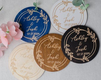 Regalos de boda para invitados, Posavasos de madera personalizados, Posavasos grabados personalizados al por mayor