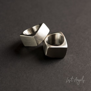 CHUNKY Asymmetric Brushed Stainless Steel ring Man Women's Chunky Jewlery