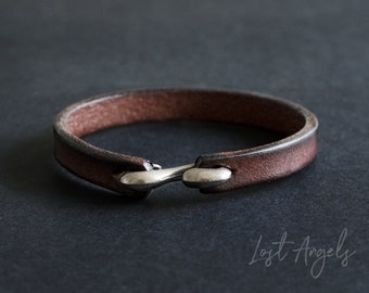 Stylish Brown 100% Genuine Leather Classic Hooked Bracelet