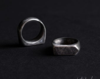 Mens Vintage brushed Stainless Steel ring