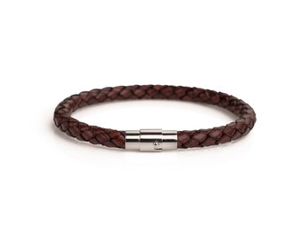 Classic Brown 100% Genuine Leather Stylish Weave Bracelet with Clasp