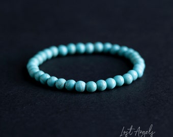 Turquoise Stone Bead Bracelet - Mens womens unisex bracelet SMALL/MEDIUM
