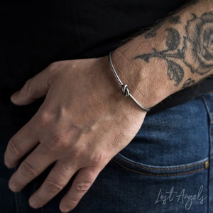 Bracelet vintage moderne en acier inoxydable avec noeud d'amour, amour unisexe