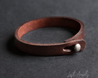 Stijlvolle bruine 100% echt lederen klassieke minimalistische armband