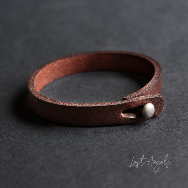 Bracelet minimaliste classique marron élégant 100 % cuir véritable