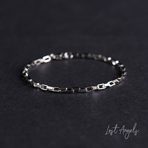 Mens minimalist Rectangular Link Chain Bracelet