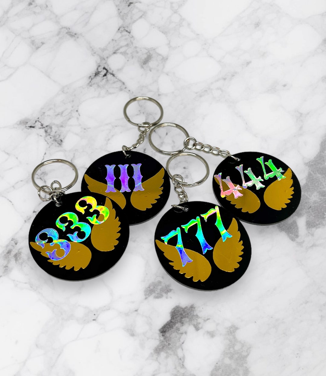 Angel Number Black Acrylic Keychain - Etsy