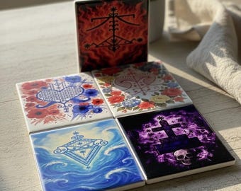 4x4 voodoo/Vodou  Lwa Saint veve Image Tile Sacred Art Haitian Vodou Spiritual Home Altar Decor