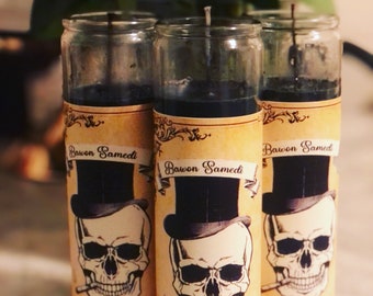 Barón Samedi Bendito, velas caseras para el Espíritu Haitiano/Lwa de la Vida y la Muerte, el Enterrador