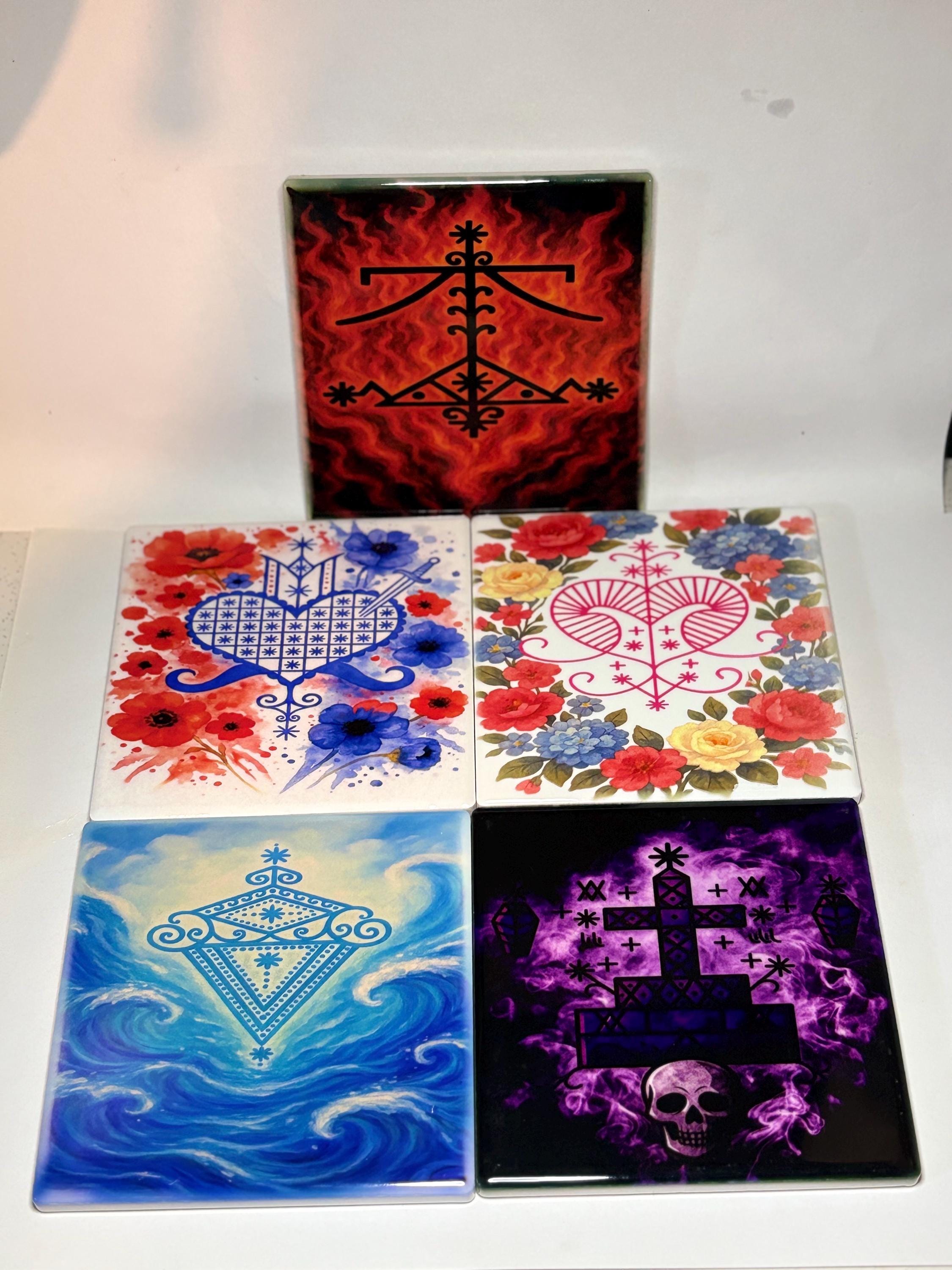 4x4 Vodou Veve and Saint Image Tile| Sacred Art Haitian Vodou Spiritual ...