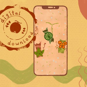 Zelda Phone Background, Niedlich Breath of The Wild Korok, Illustrierte Tapete, INSTANT Digital Download, Iphone, Android