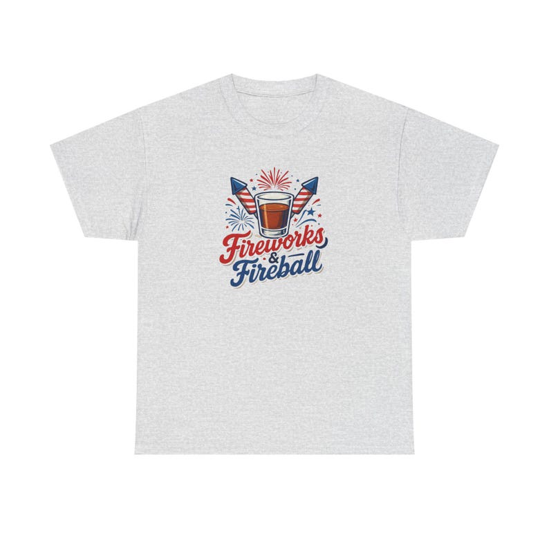Fireworks & Fireball. Let's Get Lit. Unisex Heavy Cotton Tee | Independence Day Shirt, 4th of July Tee, Summer Party Top, Festival Wear zdjęcie 9