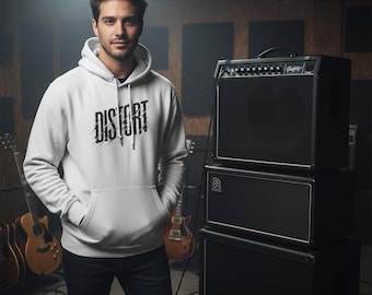 Distort. Altering Waveforms Fleece Hoodie, Comfortable Streetwear Sweatshirt, Graphic Hoodie for Music Lovers
