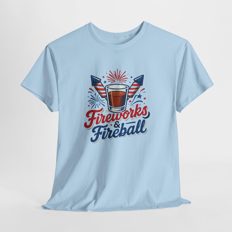 Fireworks & Fireball. Let's Get Lit. Unisex Heavy Cotton Tee | Independence Day Shirt, 4th of July Tee, Summer Party Top, Festival Wear zdjęcie 8