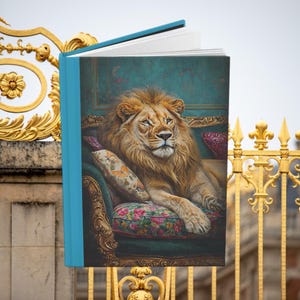 Regal Majesty, Lion Hardcover Journal. Gorgeous Inspirational Writing Notebook, Art Journal, Home Office Decor, Leo Gift, King of the Jungle