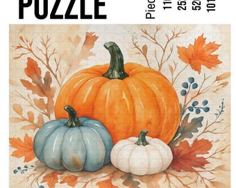 Herbst Kürbis Puzzle | Gemütlicher Familien-Spieleabend, Herbstpuzzle