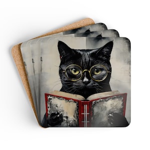 Cat Intelligence. Book Fan, Cat Lover Gift, Bookish Coasters, Animal Lover Decor, Funny Pet Coasters, Unique Housewarming