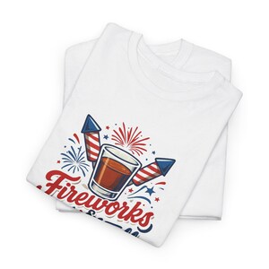 Fireworks & Fireball. Let's Get Lit. Unisex Heavy Cotton Tee | Independence Day Shirt, 4th of July Tee, Summer Party Top, Festival Wear zdjęcie 6