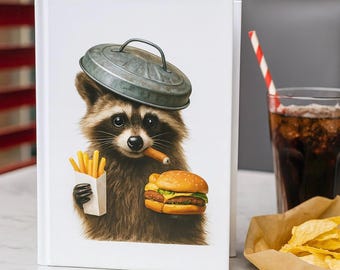 Trash Panda Journal: Matte Hardcover Lined Notebook, Raccoon Theme