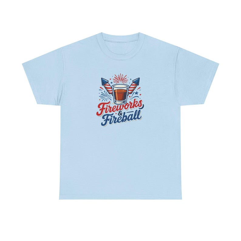 Fireworks & Fireball. Let's Get Lit. Unisex Heavy Cotton Tee | Independence Day Shirt, 4th of July Tee, Summer Party Top, Festival Wear zdjęcie 10