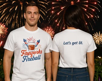 Fireworks & Fireball. Let's Get Lit.  Unisex Heavy Cotton Tee | Independence Day Shirt, 4th of July Tee, Summer Party Top, Festival Wear