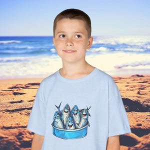 Spicy Sardines. Whimsical Fish Kids Tee, Fun Gift for Ocean Loving Youth, Summer Outfit, Kids Shirts, Trendy Children&#39;s Apparel