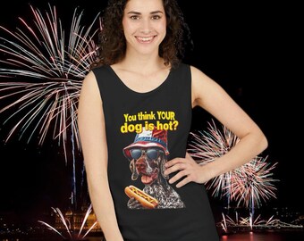 GSP Fourth of July Tank Top: German Shorthair Pointer Hot Dog Design