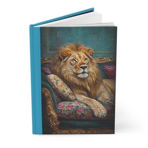 Regal Majesty, Lion Hardcover Journal. Gorgeous Inspirational Writing Notebook, Art Journal, Home Office Decor, Leo Gift, King of the Jungle