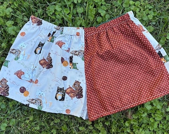 Vintage återvunna shorts Unika boxerkatter kattungar lapptäcke