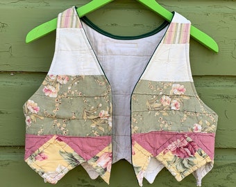 Upcycled handgemachte Vintage Patchwork Quilt Crop Weste