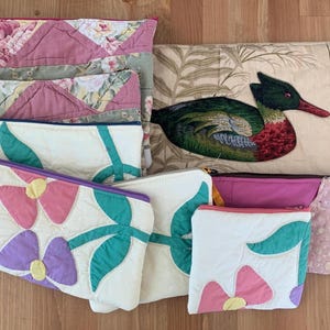 Zero Waste Upcycled Vintage Quilt Scrap Zipper Pouches