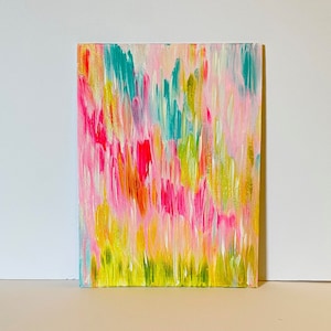 Affairs of the Heart   |   Mixed Media Original Abstract Art Painting on Canvas Board 9 x 12