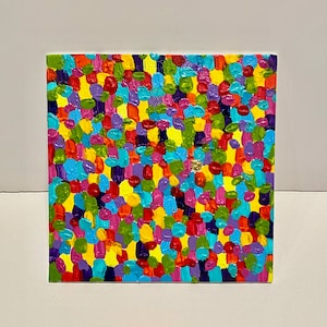 Lost in the Crowd  |  Mixed Media Original Abstract Art Painting on Canvas Board 6 x 6