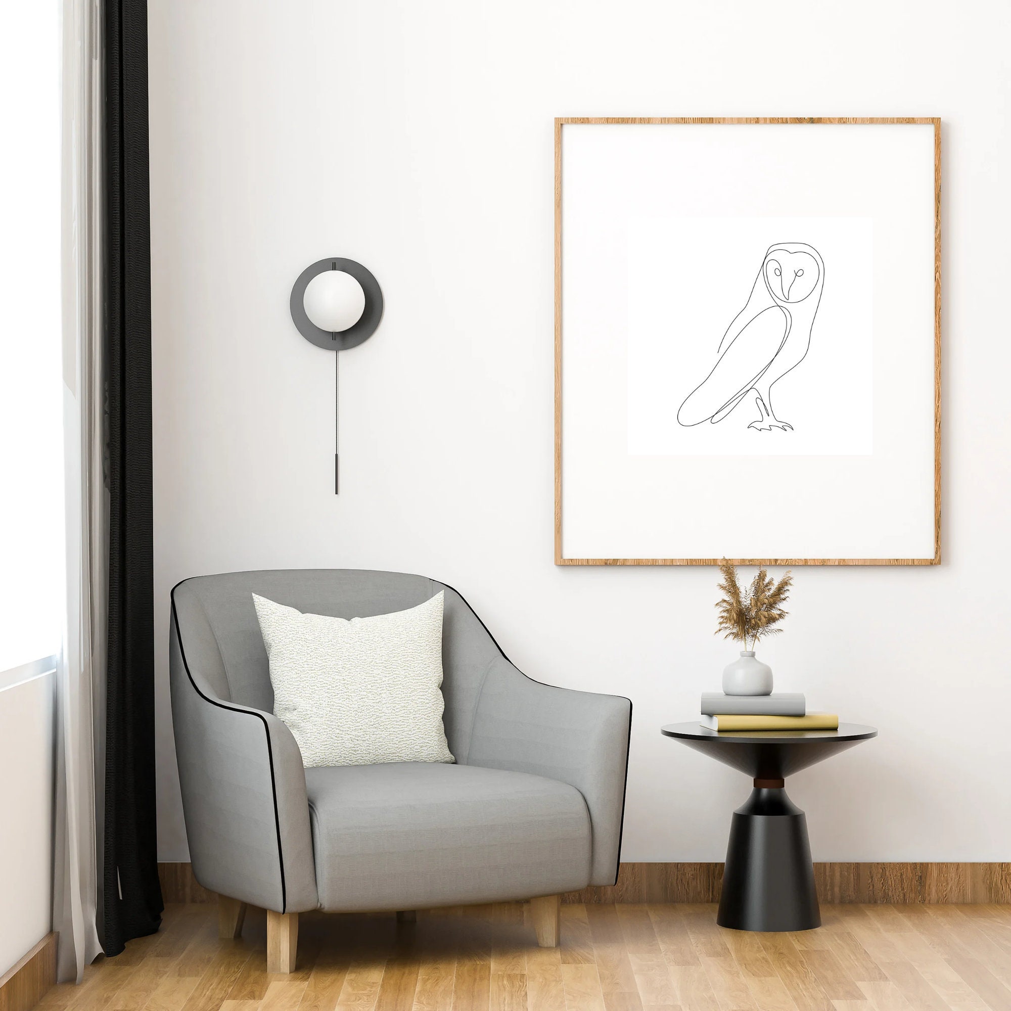 Minimalist wall decor, One Line Print, Owl print poster, One Line Drawing, Home Decor, Digital Downl
