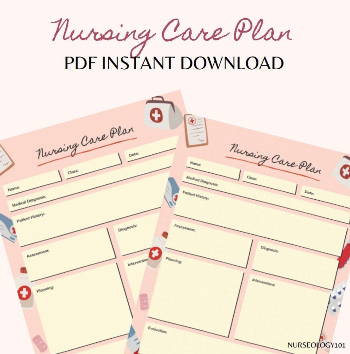 Nursing School Care Plan Template Etsy