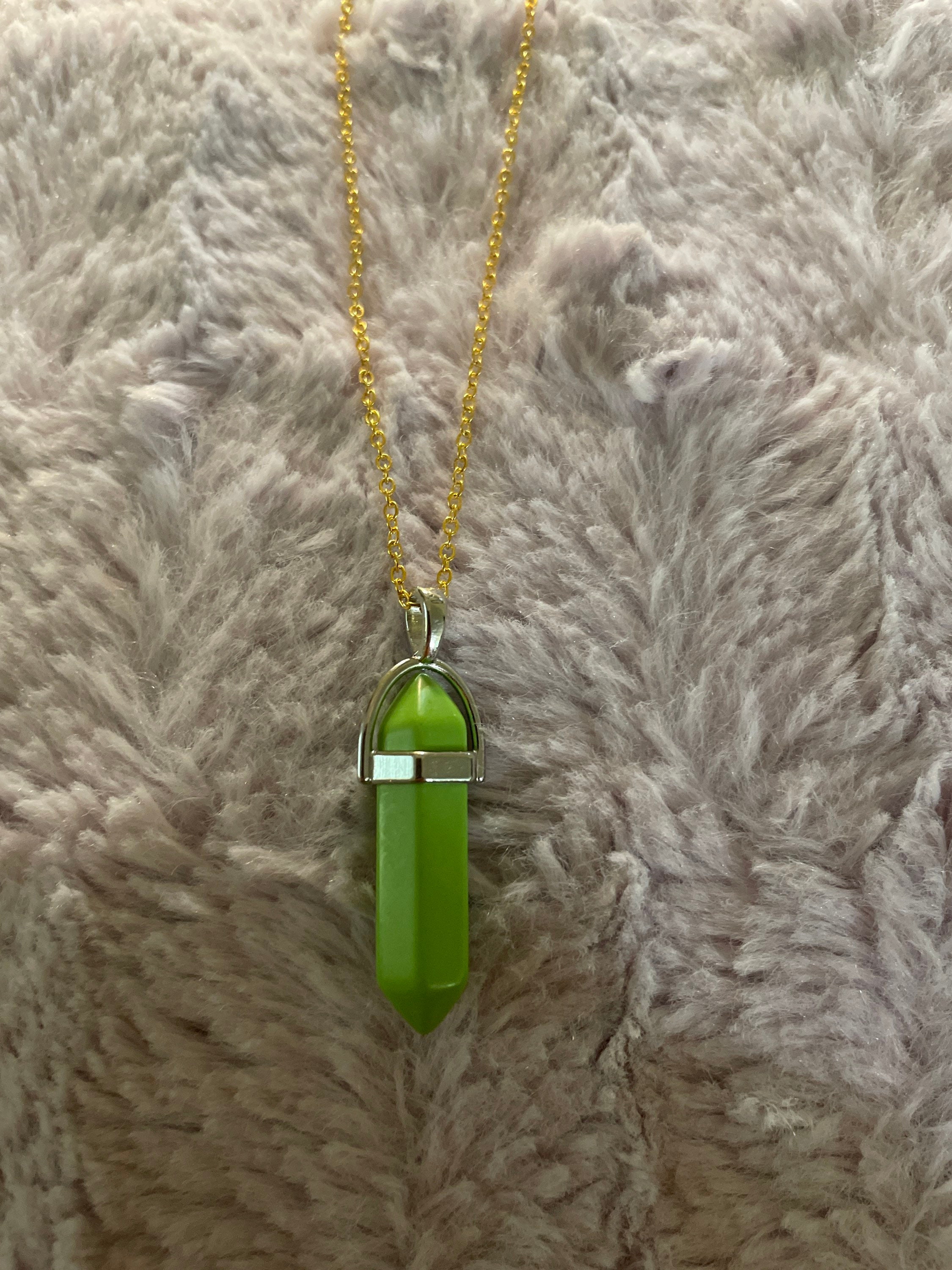 Lime green Crystal pendant necklaces Etsy