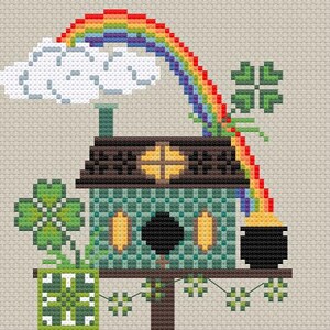 March Birdhouse Cross Stitch Pattern