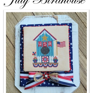 July Birdhouse Cross Stitch Pattern