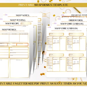 Printable Blank Soap Business Recipe Bundle , Instant Download Only | US Letter Template | Soap Design | Soap Batch Record | Cure Logs