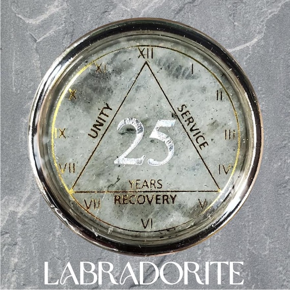 Laradorite AA Medallion Coin: Sober Gift, Recovery Coin , NA Chip