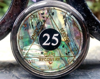 Abalone AA Sobriety Coin: 12 Steps Recovery Medallion