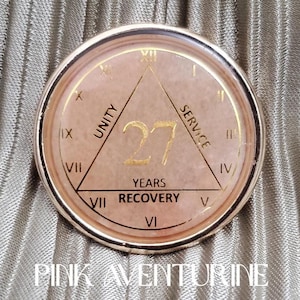 AA Coin Pink Aventurine  NA Coin : Recovery Coin, Recovery Gifts, Sober Gifts, Aa Medallions, 12 steps